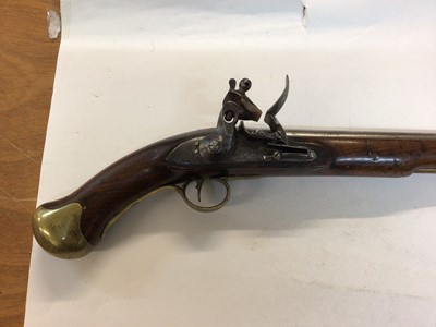 Lot 1007 - Rare Georgian Baker Pattern Flintlock East India Company sea service pistol