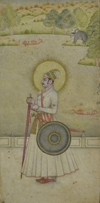 Lot 1161 - Indian miniature of a Nobleman, finely painted, 21cm x 11cm, with mount, unframed