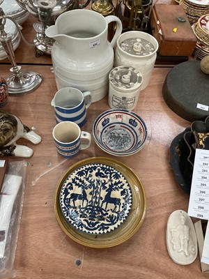 Lot 430 - T.G. Green Cornish ware, sponge ware decorated bowls, Victorian marmalade jar and other ceramics.