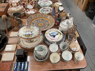 Lot 432 - Group of antique and later ceramics to include Toby jug, homemaker plates and a 19th century transfer printed tea set.