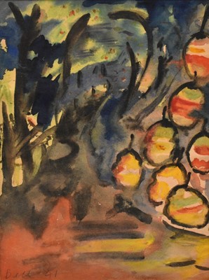 Lot 1579 - Eileen Bell (1907-2005) oil on paper - Fire Flies and lanterns, signed and dated ‘41