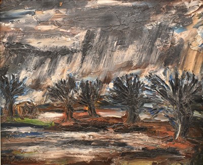 Lot 1587 - *Colin Moss (1914-2005) oil on board - Rainstorm