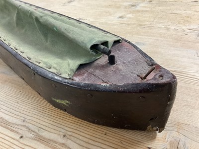 Lot 1602 - 1920s scratch built wood and metal toy barge, approximately 3ft long