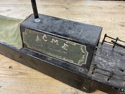Lot 1602 - 1920s scratch built wood and metal toy barge, approximately 3ft long