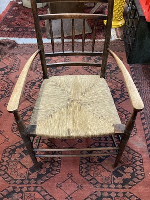 Lot 1607 - Late 19th century Arts and Crafts spindle back armchair