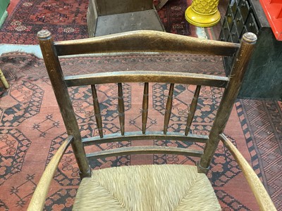 Lot 1607 - Late 19th century Arts and Crafts spindle back armchair