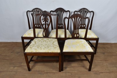 Lot 1308 - Set of four George III mahogany dining chairs in the  Hepplewhite style