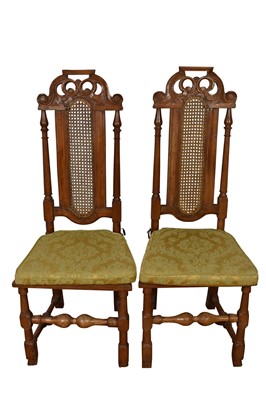 Lot 1304 - Pair of William and Mary fruitwood and elm side chairs