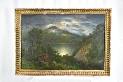 Lot 1016 - John Elder Moultray (1865-1922) oil on canvas - Moonlit Scottish Loch, signed, 51cm x 77cm, in gilt frame