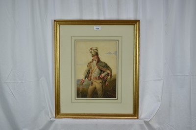 Lot 1009 - English School, early 19th century, watercolour - Portrait of a Hussar Officer, circa 1810-1820, 32cm x 22.5cm, in glazed gilt frame