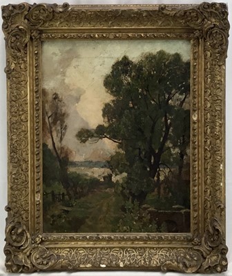 Lot 50 - Frederick George Cotman (1850-1920) oil on canvas, Estuary landscape