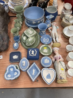 Lot 451 - Collection of Wedgwood Jasperware items together with Continental bisque figures.