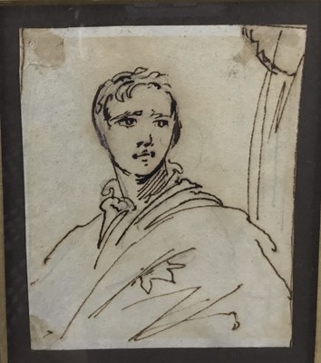 Lot 19 - Sir Thomas Lawrence, pen sketch portrait - George 4th Earl of Aberdeen, 7cm x 5.5cm, in glazed frame
