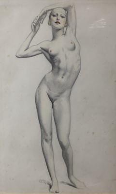 Lot 222 - Art deco nude study, 35cm x 21cm, with mount, unframed