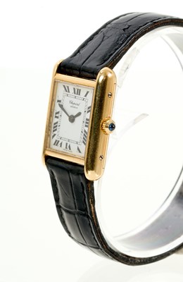 Lot 724 - Ladies Chopard 18ct gold Tank wristwatch