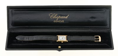 Lot 724 - Ladies Chopard 18ct gold Tank wristwatch