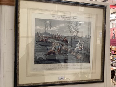 Lot 114 - A collection of 4 framed prints by J. Harris after H. Alken. The First Steeplechase on Record plates 1-4 (4)