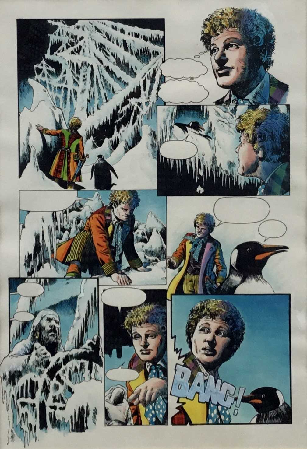 Lot 23 - Original comic strip art for Doctor Who, 16.5cm x 17cm, mounted in glazed frame