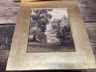 Lot 111 - Manner of F.R. lee. View of a country house and lily pond, watercolour