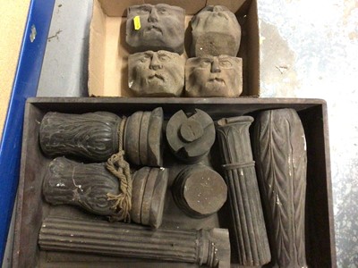 Lot 54 - Four carved oak 'Green Man' corbels, together with a group of carved columns/furniture parts