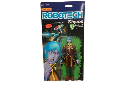 Lot 212 - Matchbox (c1985) Robotech Zentraedi Enemy 5 1/2" action figures including Miriya No.7266, Exedore No.7262, Khryron No.7263, Breetai No.7261 & Armoured Zentraedi Warrior (x2), all on punched card wi...