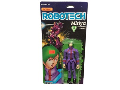 Lot 212 - Matchbox (c1985) Robotech Zentraedi Enemy 5 1/2" action figures including Miriya No.7266, Exedore No.7262, Khryron No.7263, Breetai No.7261 & Armoured Zentraedi Warrior (x2), all on punched card wi...