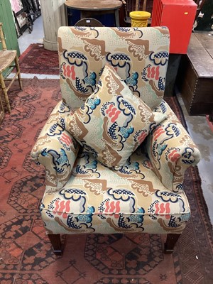 Lot 1609 - Early 20th century armchair upholstered in Duncan Grant’s ‘Cloud’ design fabric