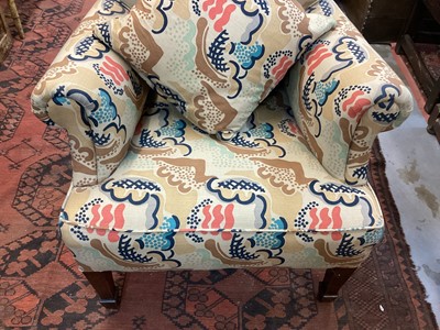 Lot 1609 - Early 20th century armchair upholstered in Duncan Grant’s ‘Cloud’ design fabric