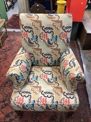 Lot 1609 - Early 20th century armchair upholstered in Duncan Grant’s ‘Cloud’ design fabric