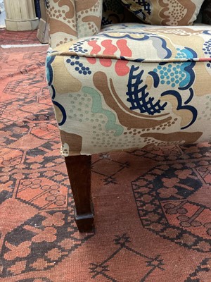 Lot 1609 - Early 20th century armchair upholstered in Duncan Grant’s ‘Cloud’ design fabric