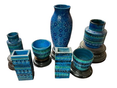 Lot 1614 - Assorted ‘Rimini’ blue Italian ‘Bitossi’ ceramic vases designed by Aldo Londi. (7)