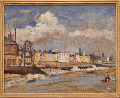 Lot 1618 - Jean Alexander (1911-1994), oil on board -  View of Harwich