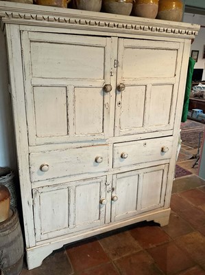 Lot 1623 - Early 19th century Irish (County Antrim) pine, four door press cupboard