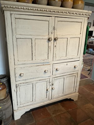 Lot 1623 - Early 19th century Irish (County Antrim) pine, four door press cupboard