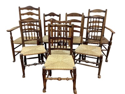 Lot 1628 - Set of late 18th century/early 19th century rush seated chairs