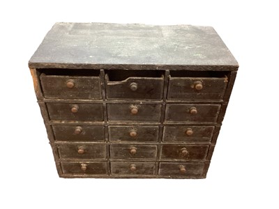 Lot 1638 - Early 20th century scratch built nest of fifteen small drawers