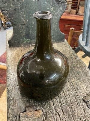 Lot 1670 - Two 18th century Dutch freeblown onion wine bottles, and others (9)