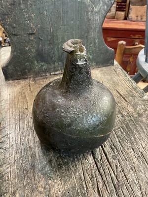 Lot 1670 - Two 18th century Dutch freeblown onion wine bottles, and others (9)