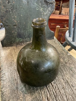 Lot 1670 - Two 18th century Dutch freeblown onion wine bottles, and others (9)