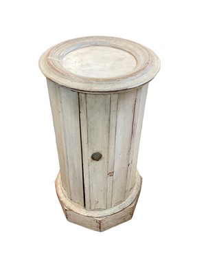 Lot 1692 - Column form pedestal cupboard with white marble inset top