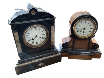 Lot 1693 - Mid 19th century mantel clock in walnut veneer