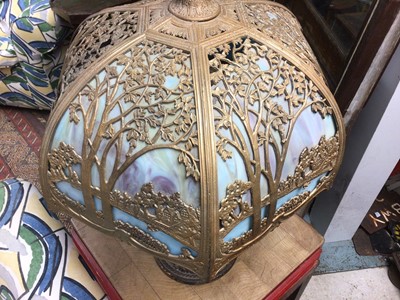 Lot 1695 - Early 20th century 'Tiffany’ style glass shade, with associated lamp base