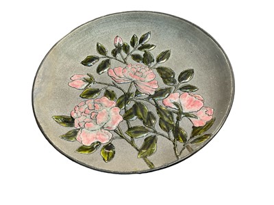 Lot 1699 - Late 19th century ‘Aesthetic Movement’ Japanese style plate signed by Christopher Dresser, with glazed floral decoration on a matt ground