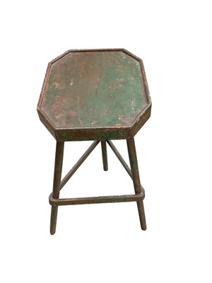 Lot 1716 - Small early 19th century primitive tray topped cricket table with green paint