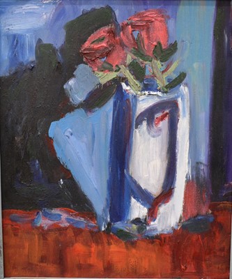 Lot 1719 - Attributed to Philip Sutton (b.1928), oil on board, still life.  12” x 9”