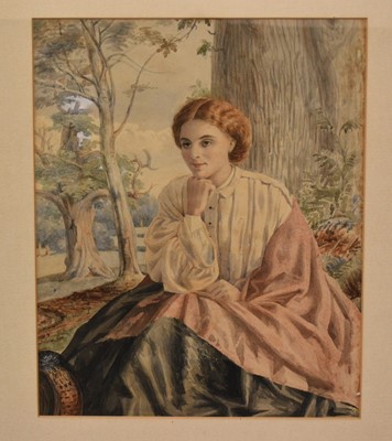 Lot 1721 - Late 19th century English School - Untitled portrait of a woman seated against a tree