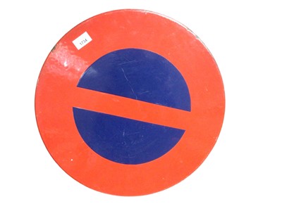 Lot 1734 - Mid 20th century enamel road sign, possibly French, in red and blue enamel