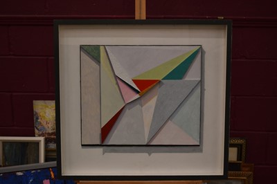 Lot 1739 - Mary Mellor (contemporary) abstract collage of geometric applied wooden shapes