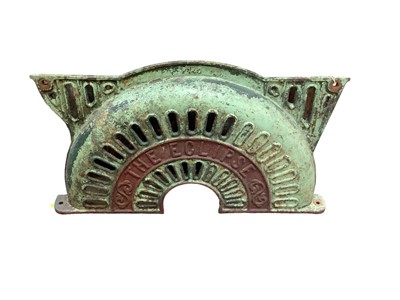 Lot 1743 - 1920s Art Deco iron eclipse belt cover from an agricultural machine, possibly a root cutter