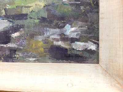 Lot 1747 - Audrey Blake (20th century) oil on board - Snow in the Lakes